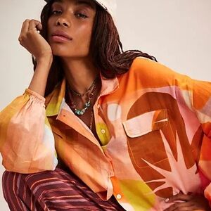 Kinga Csilla Dakotas Lucky Chalm Oversized Billowy Button-Up Size M
